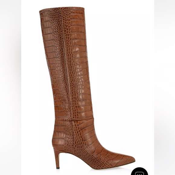 Paris Texas Shoes - Paris Texas Knee-High Croc-Embossed Leather Heeled Boots Lk New Size 40